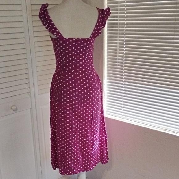 LOFT Pink Polka Dot Midi Dress - Picture 5 of 7